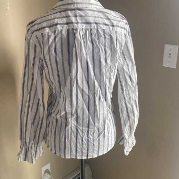 Karl lagerfeld size small button down blouse vertical stripe - Picture 2 of 5